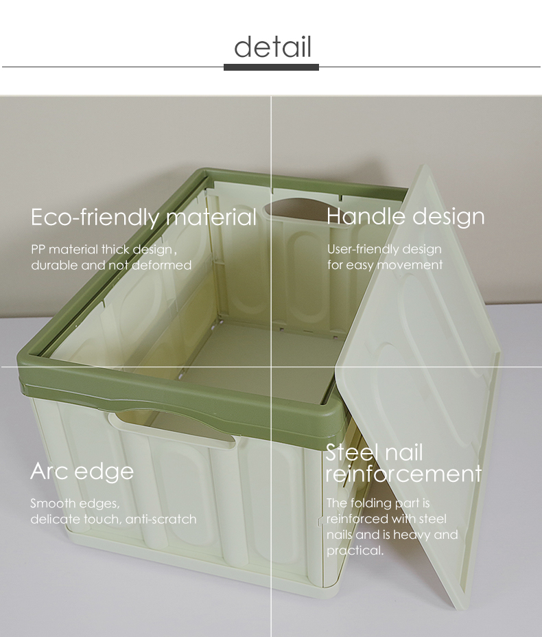 Beige Camping Collapsible Plastic Tote 10kg Plastic Car Boot Organiser