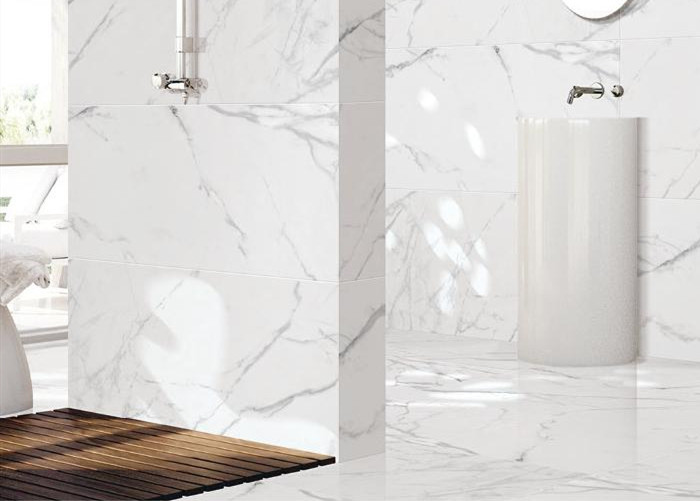 Non Slip Carrara Marble Porcelain Tile Absorption Rate Less Than 0.05%