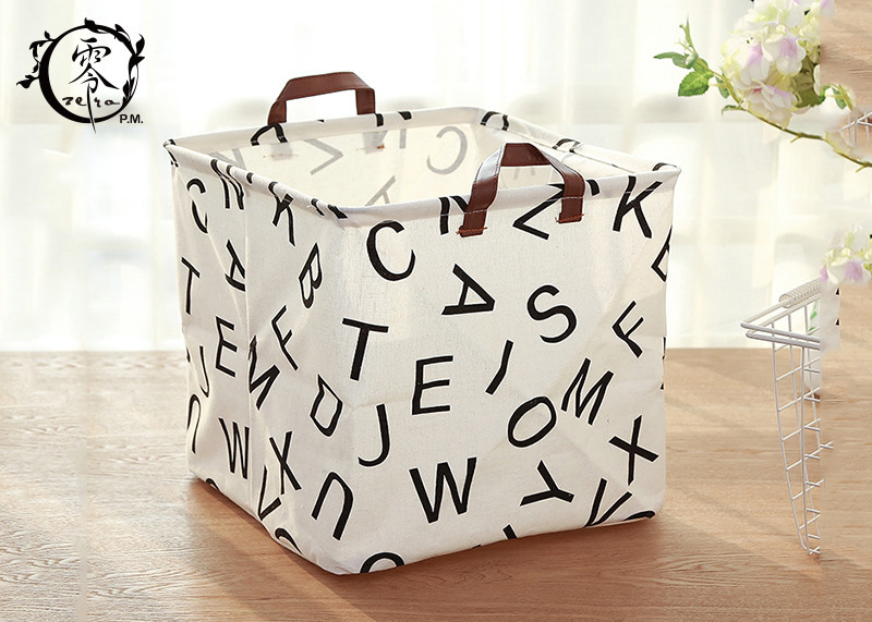 Collapsible Variegated Polyester Storage Baskets Bin with Durable Cotton Handles Home Organizer