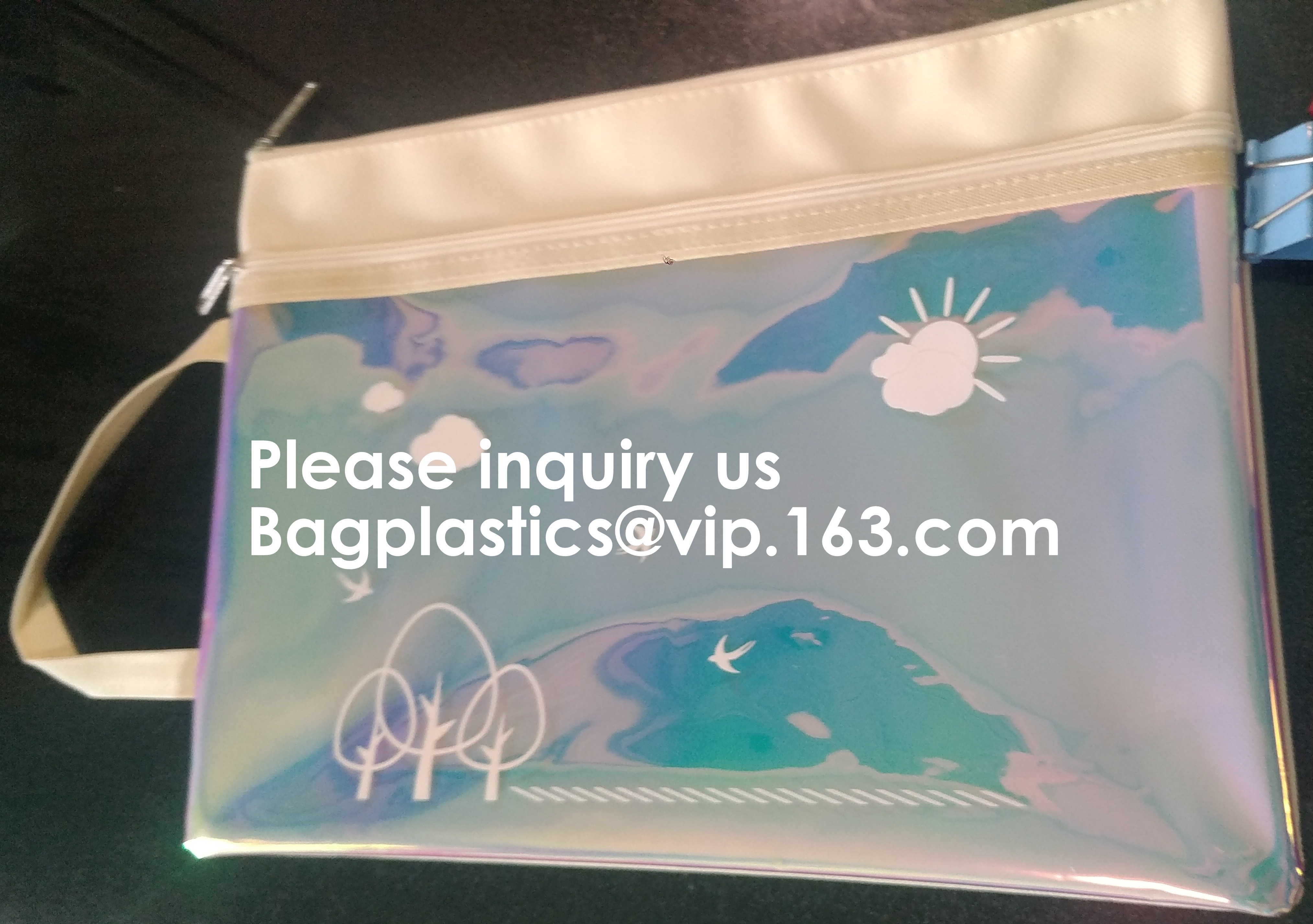 PVC A4/A5/A3 Waterproof Mesh Transparent Zipper File Folder Bag,A4 Double Zipper Mesh File Storage Bag With Color