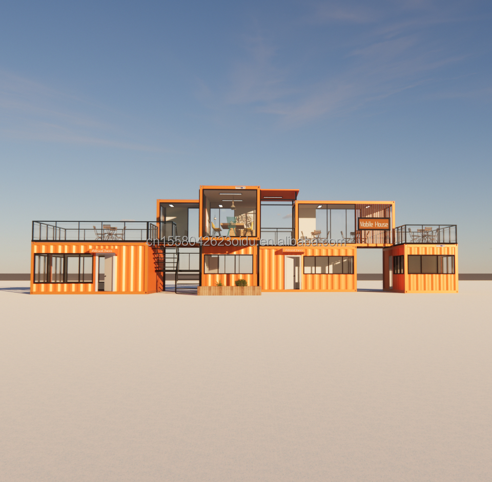 Prefab Modular 3 Bedroom House Galvanized Steel Square Tubes 20ft or 40ft Ready-Made Tiny Cabin Kit Set