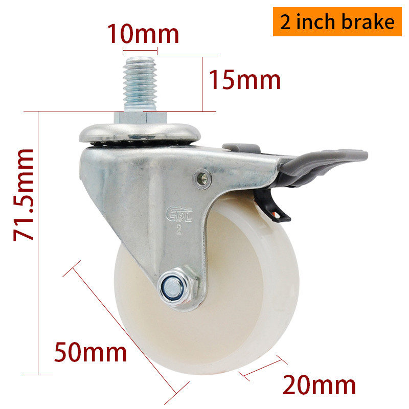EDL 2 Inch Caster Wheels White 50mm Swivel Castor Wheels Zinc Coating