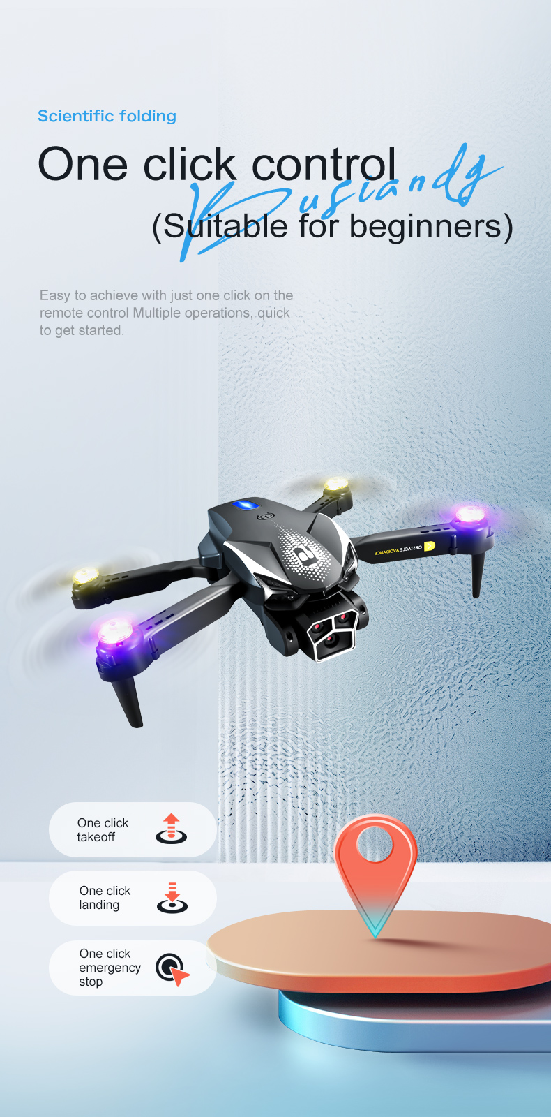 Triple Camera Drone With Obstacle Avoidance Quadcopter Uav Lu600 Flight Time About 4-5min Plastic Construction