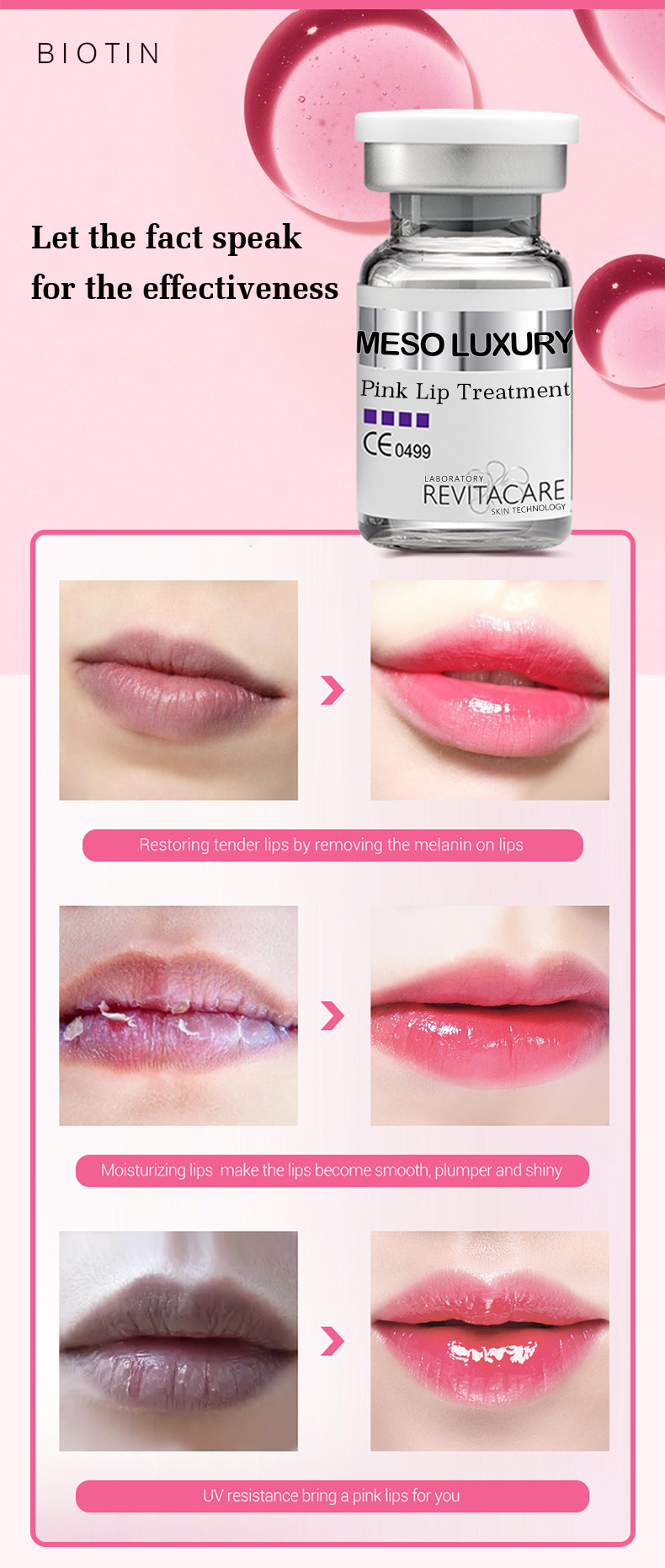 Pink Luxury Vitamin C Lip Serum Meso Organic Treatment Lip Brightening Serum
