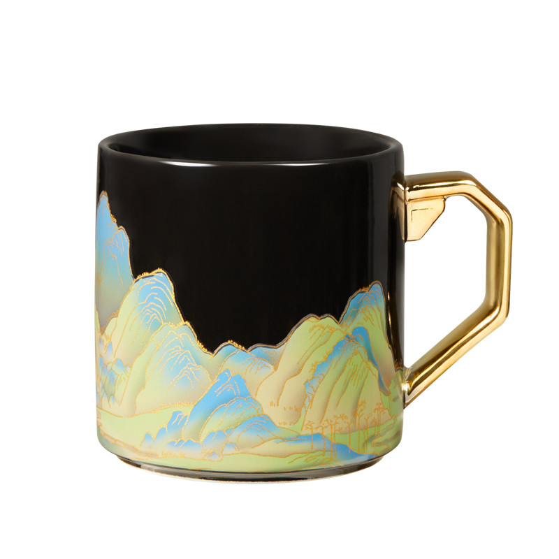 Exquisite Hand Painted Color Changing Glaze Ceramic Coffee Mug With 400ml Capacity For Gift Decoration