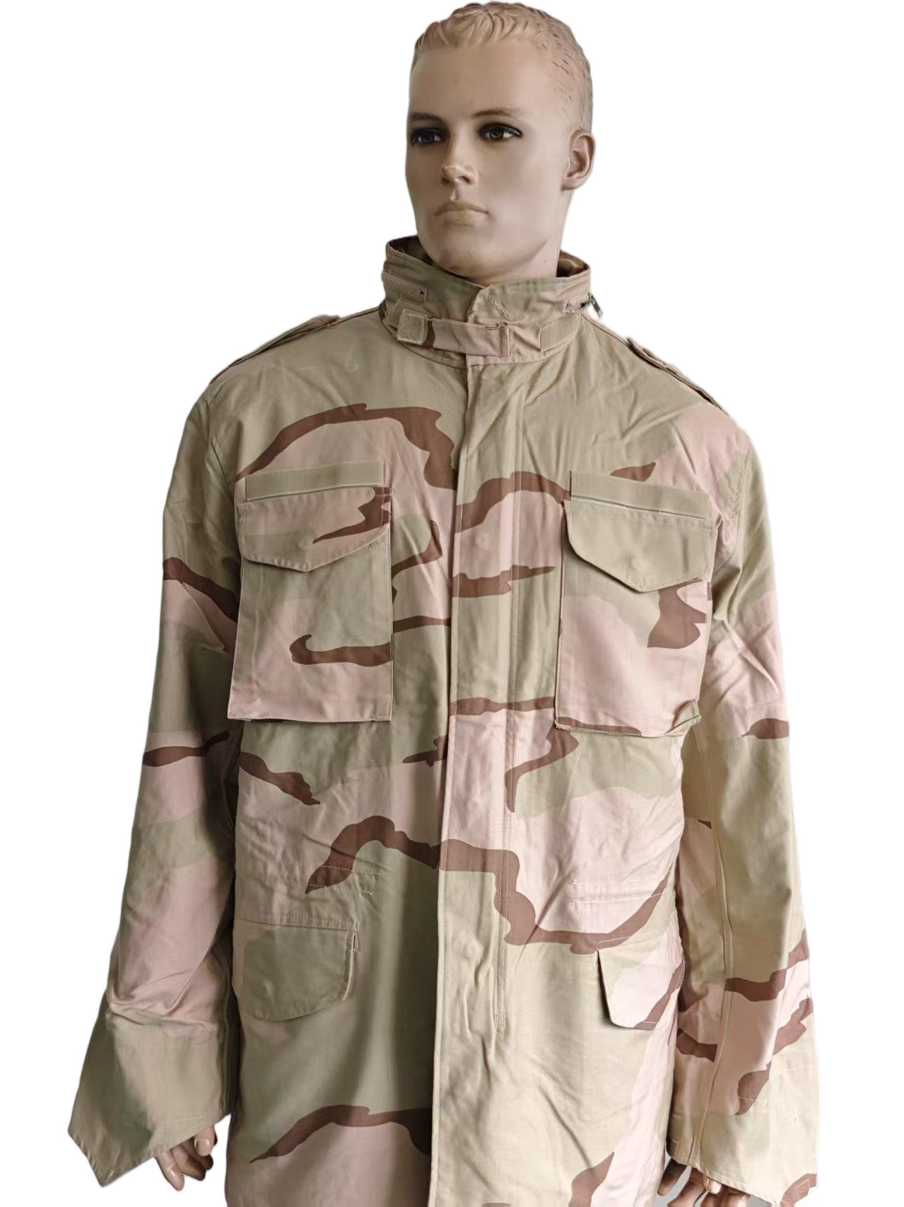 Durable Camo Battlefield Jacket with Stand Up Collar Warm Waterproof Camouflage Hooded Cotton Padded Tactical Jacket