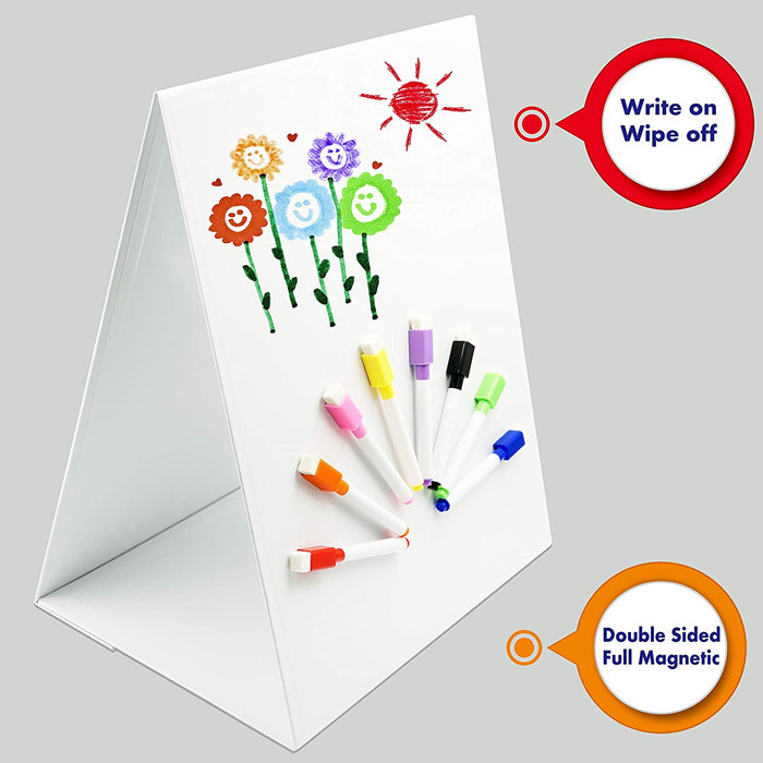Custom Tabletop Magnetic Whiteboard: Advanced Stain Resistant & Sturdy Construction 17x13