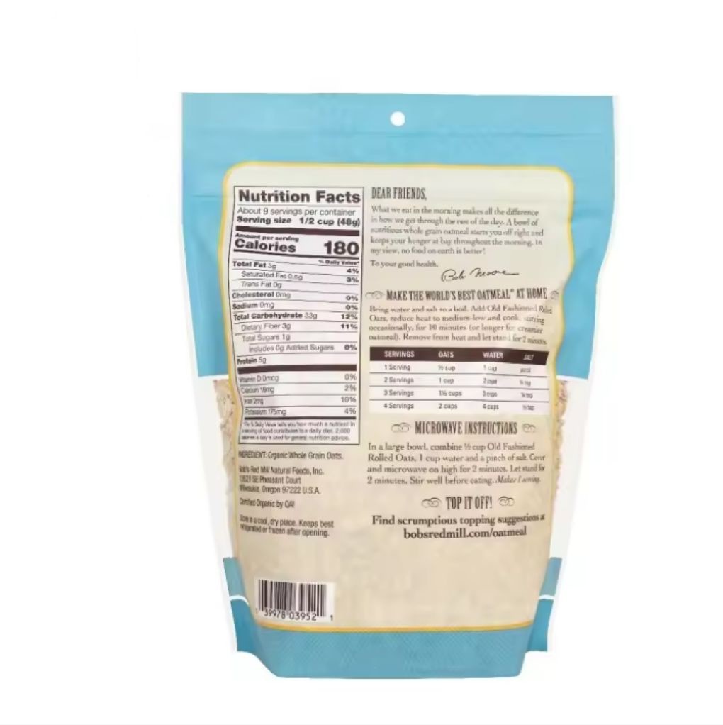 BOPP PET CPP Vacuum Packaging Pouch For Nuts Seed Food Whole Grain Oat