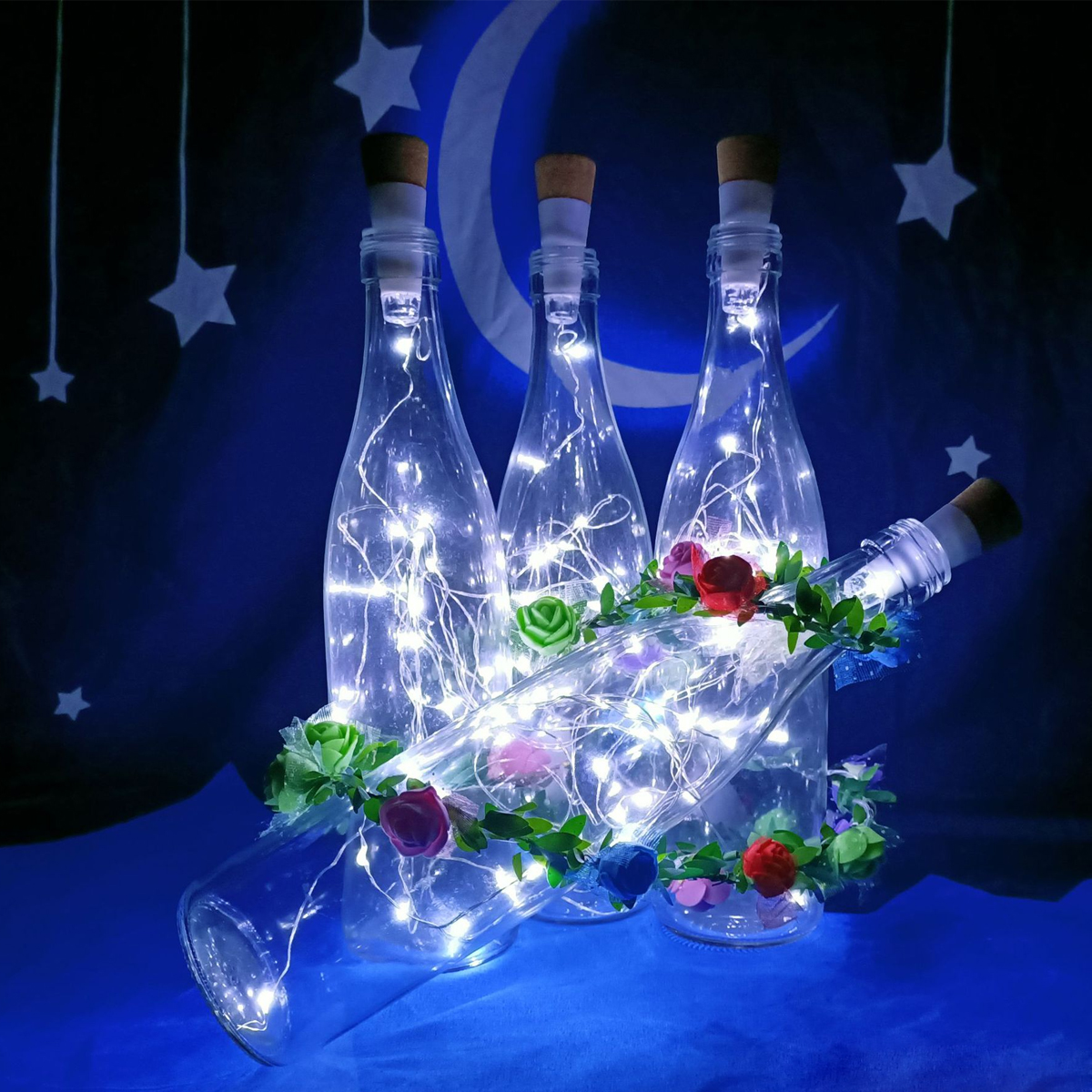 USB Rechargeable Powered LED Wine Bottle Fairy Lights Wedding Garden Decorative String Light Outdoor Lighting Garland Pa