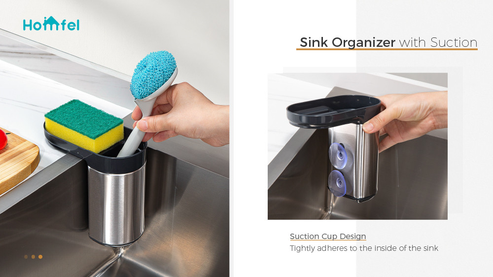 Multifunction Sink Caddy Organizer , Self Draining Kitchen Sink Tidy With Suction
