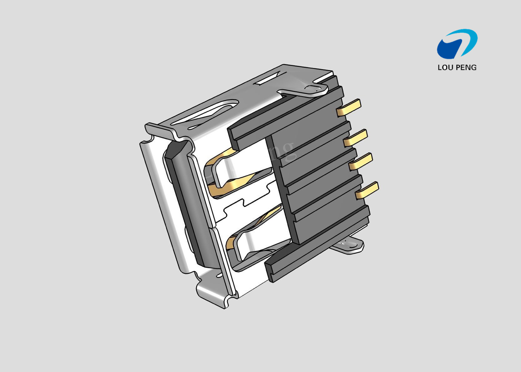 USB connector 2.0 4PIN AF SMT BOTH SIDES FIXED PIN IS STRAIGHT FOOT