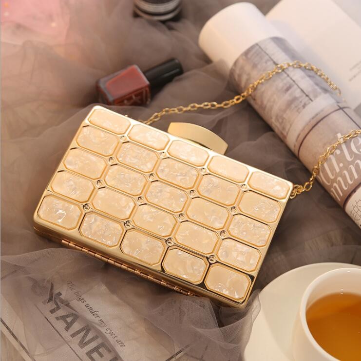 Glitter Gold Acrylic Rectangle Purse Frame 17*11*2.5cm
