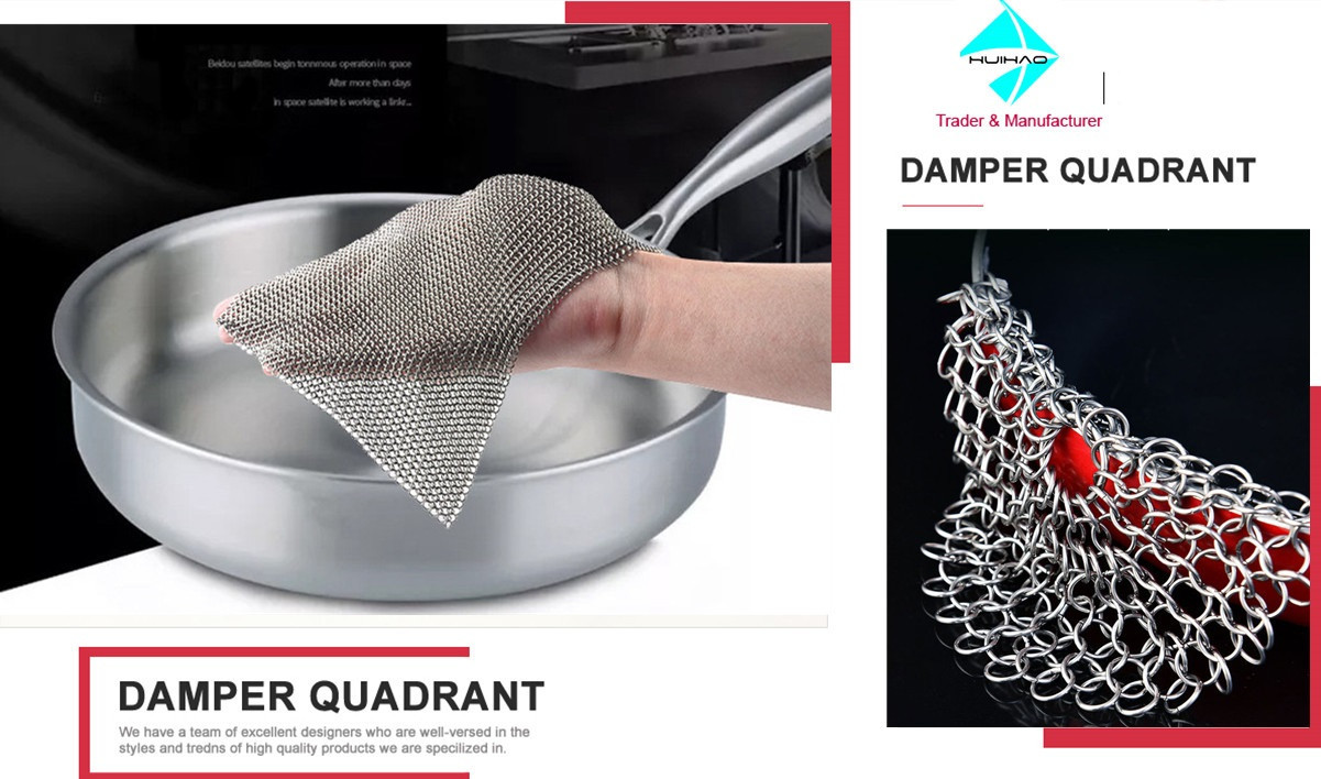 7"X 7" Stainless Steel Chain Mail Wire Mesh Scrubbers For Cast Iron Cookware