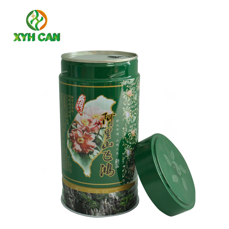 Tea Tin Can Fancy Color Round Food Tea Packaging Embossing FDA Certification