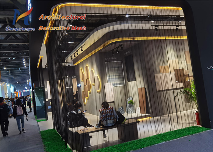 Golden Metal Mesh Ceiling Panels Mild Steel Wire Coil Curtains