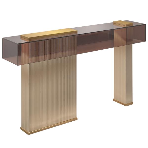 Rectangle Stainless Steel Entrance Table Wall Table Brushed Gold Metal Base