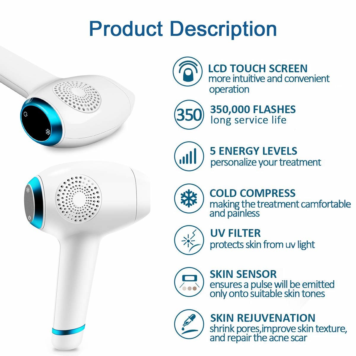 FDA IPL Cooling 350000 Flashes Home Laser Hair Removal Device