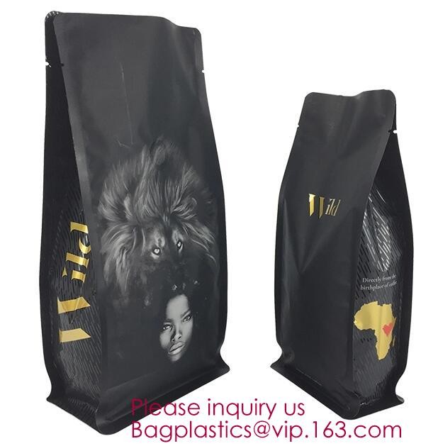 Biodegradable Foil Square Bottom Gusseted Bag, Flat Bottom Gusset Coffee Bag with Degassing Valve,gusset packaging bag f
