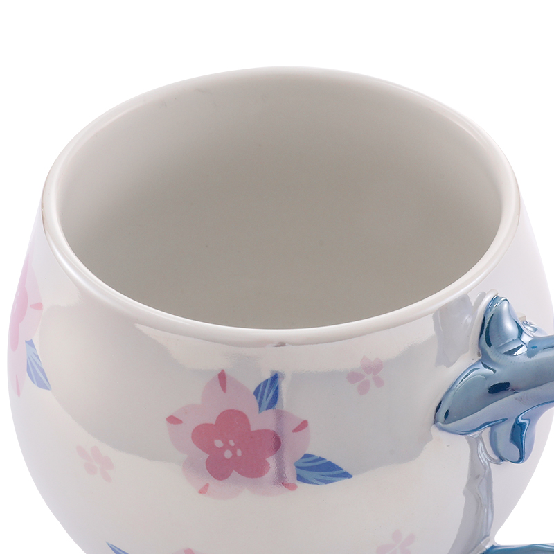 Peach Pearl Shape Large Capacity Ceramic Mug With Lid Girls Textured Mug Birthday Gift Coffee Mug