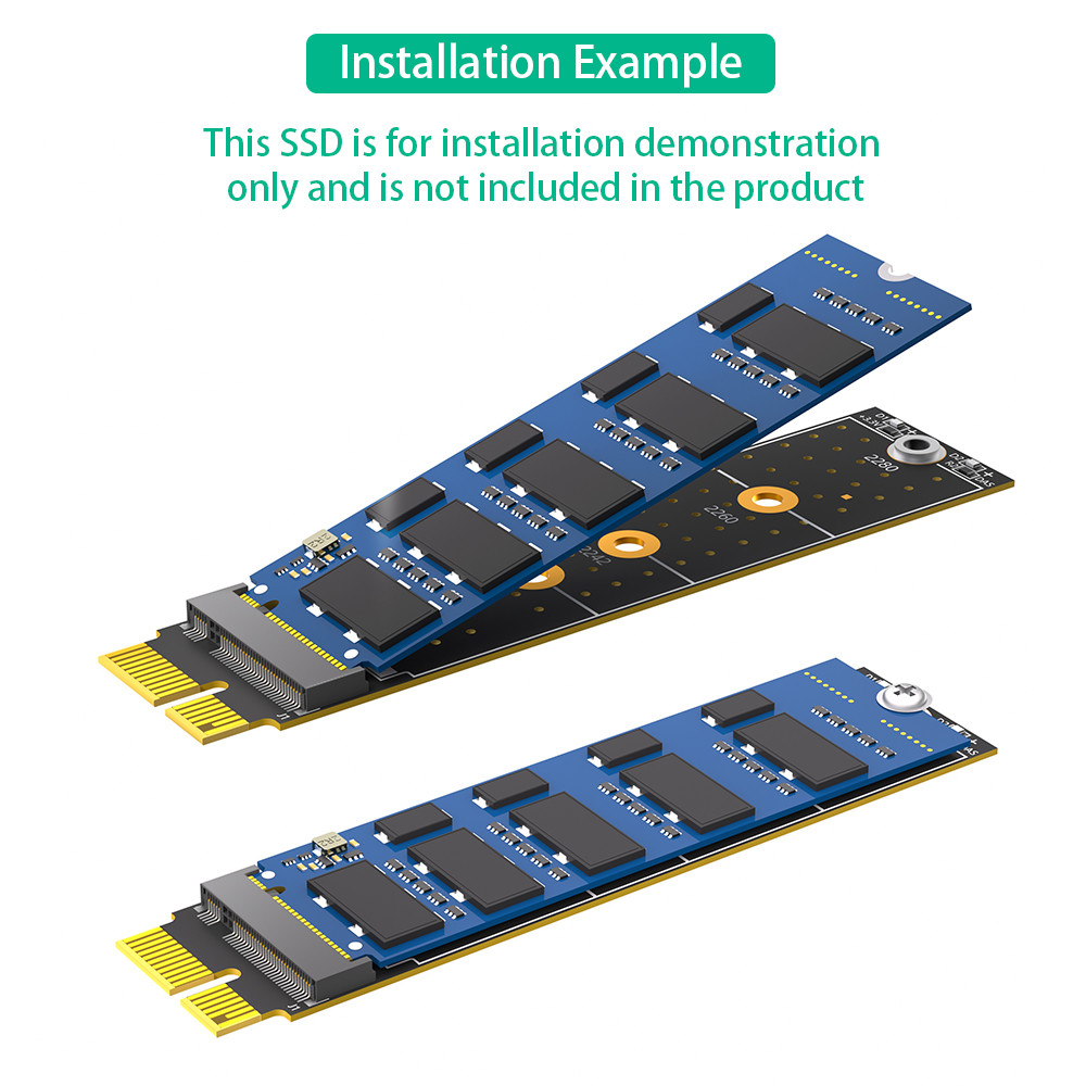 NGFF M.2 Nvme M Key SSD To PCI- E 1X Adapter Vertical Installation PCI-E 1x To NGFF M.2 Key-M Supports sizes 2230-2242-2260-2280