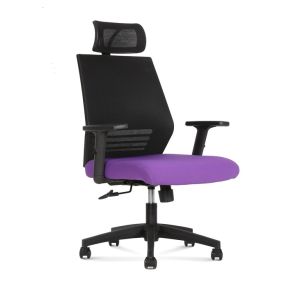  Lumbar Supported High Back Mesh Office Chair with Adjustable Headrest black &amp; purple Manufactures