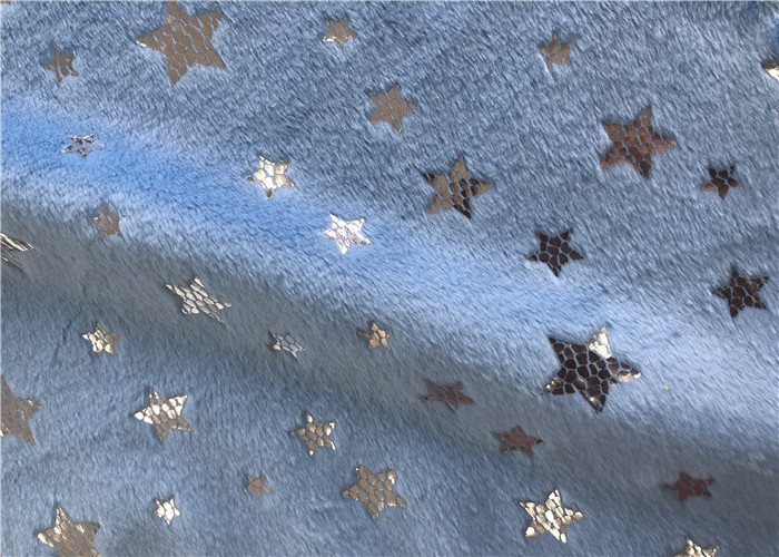 160CM Width Anti Pilling Silver Star Foil Printing Minky Plush Fabric