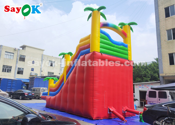 Commercial Inflatable Slide 8*4*7m PVC Coconut Tree Inflatable Bouncer Slide With Two Air Blower For Kids