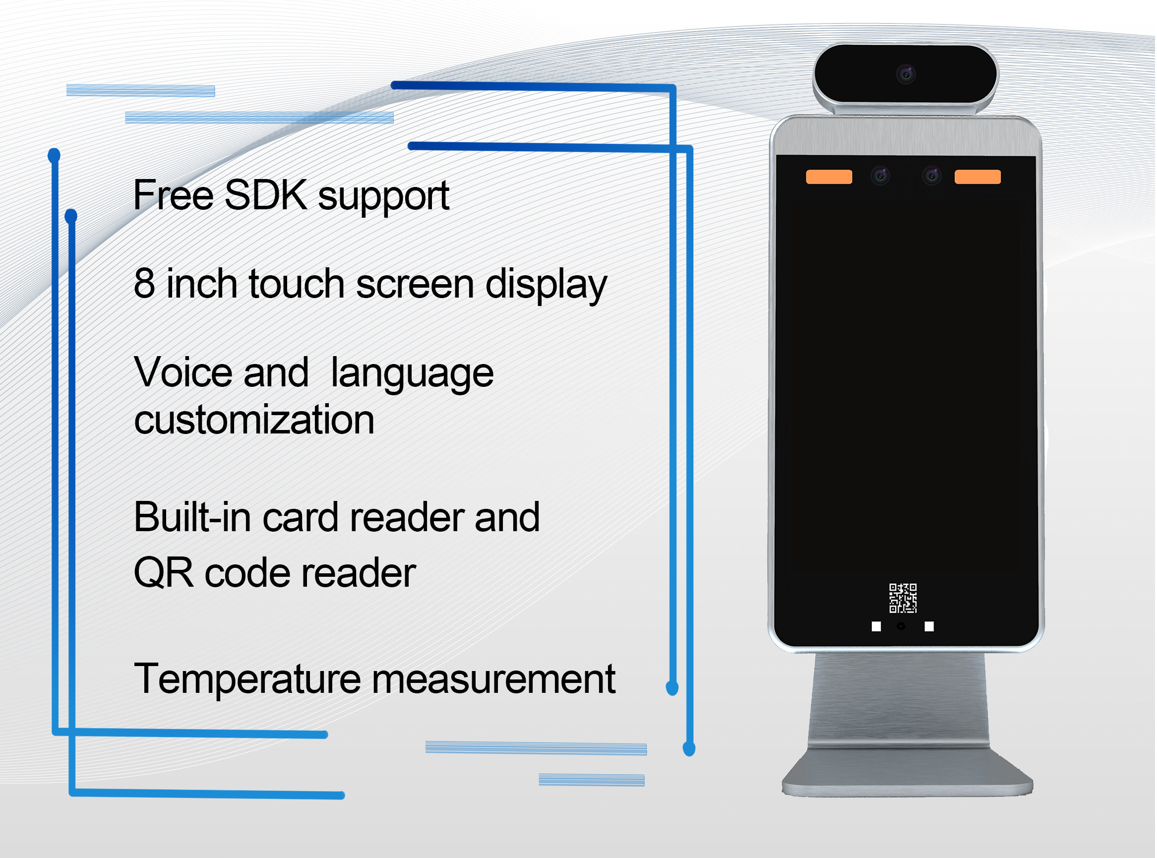 8 Inch Touch Screen Facial Recognition Device Face Recognition For Access Control