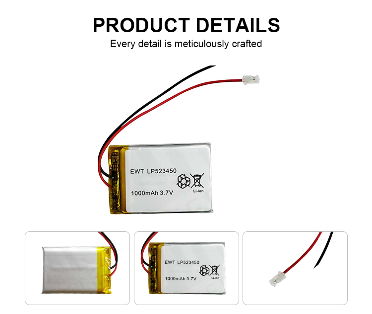 Powerful Lithium Polymer Battery 3.7v 1000mah 402035 Battery CE