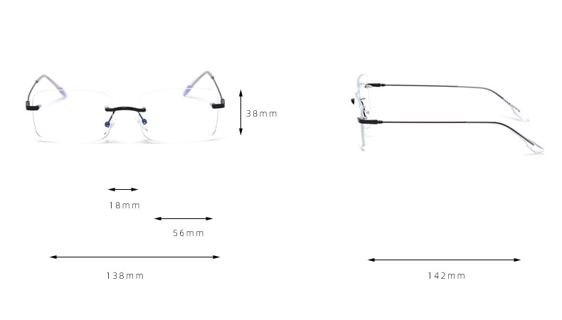 Frameless Rimless Plain Lens Glasses Spectacle Frame Eyeglasses BSCI