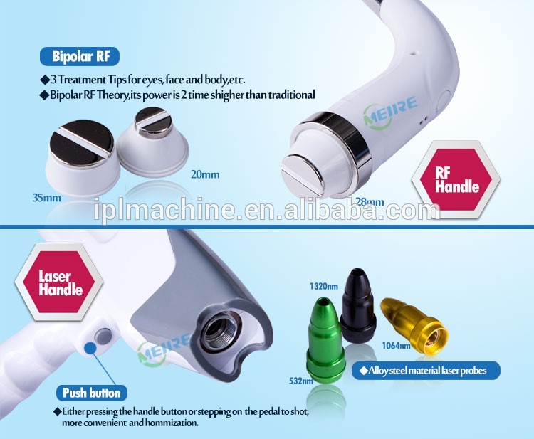2017 Hottest 4 in 1 multifunctional ipl elight rf nd yag laser beauty apparatus