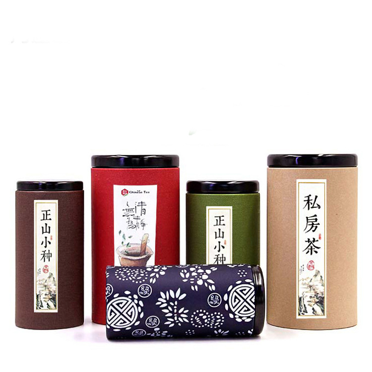 Tin Cover Paper Tube Packaging For Tea Gift With Bags