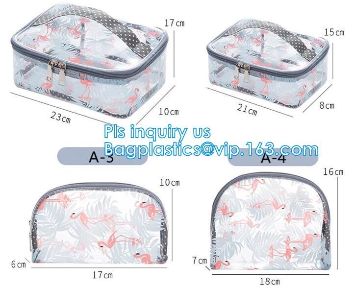 Travel Organizer Mini Cosmetics Clear Pvc Zipper Bag With Handles, vinyl pvc travel cosmetic packaging bag with zipper,