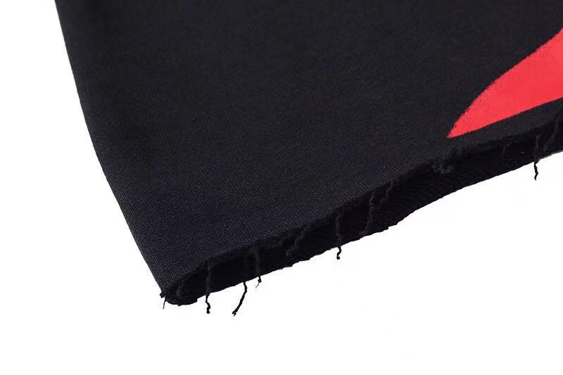 Black Graphic Hoodies Men Women Print French Terry Cotton Heavyweight Cropped Hoodies