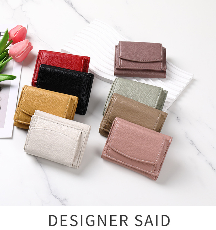Solid Color Women's Mini Credit Card Holder Leather Coin Purse Wallet For Daily Life
