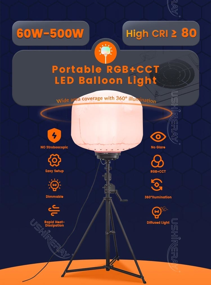 Battery Powered Balloon Light Tower 100W RGB LED Work Led Lamp For Parties