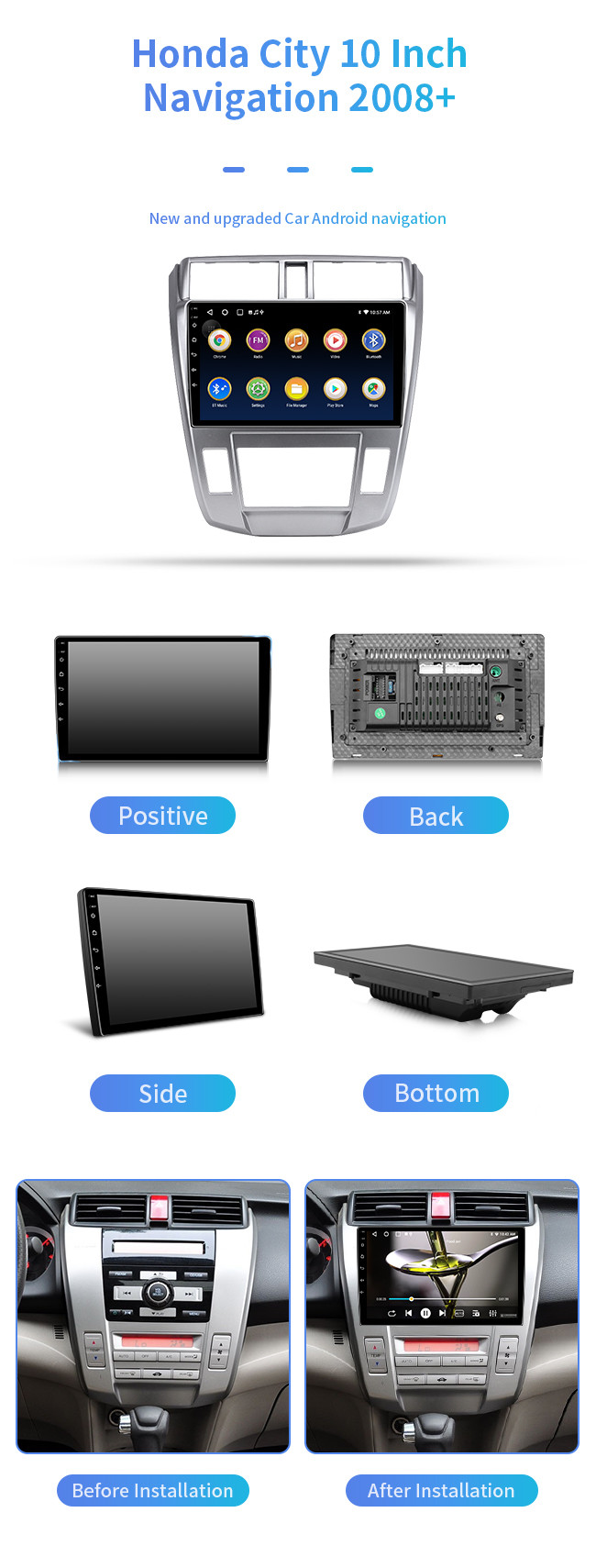 8-Core For Honda City 2008+ 4G WiFi Hd Astern Image Bluetooth Car Navigation
