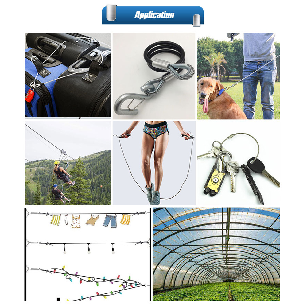 7x19 Gym Fitness Steel Cable Tpu Coated Flexible Steel Wire Rope Grade Galvanized Steel