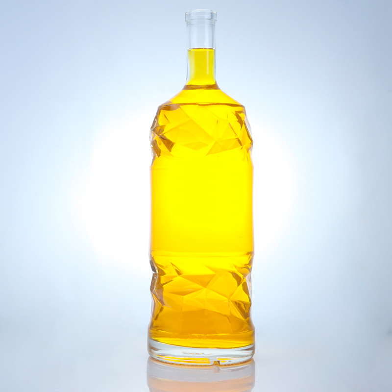 Liquor Glass Bottle with Embossed Customizable Logo and Clear or Customized Bottle Color