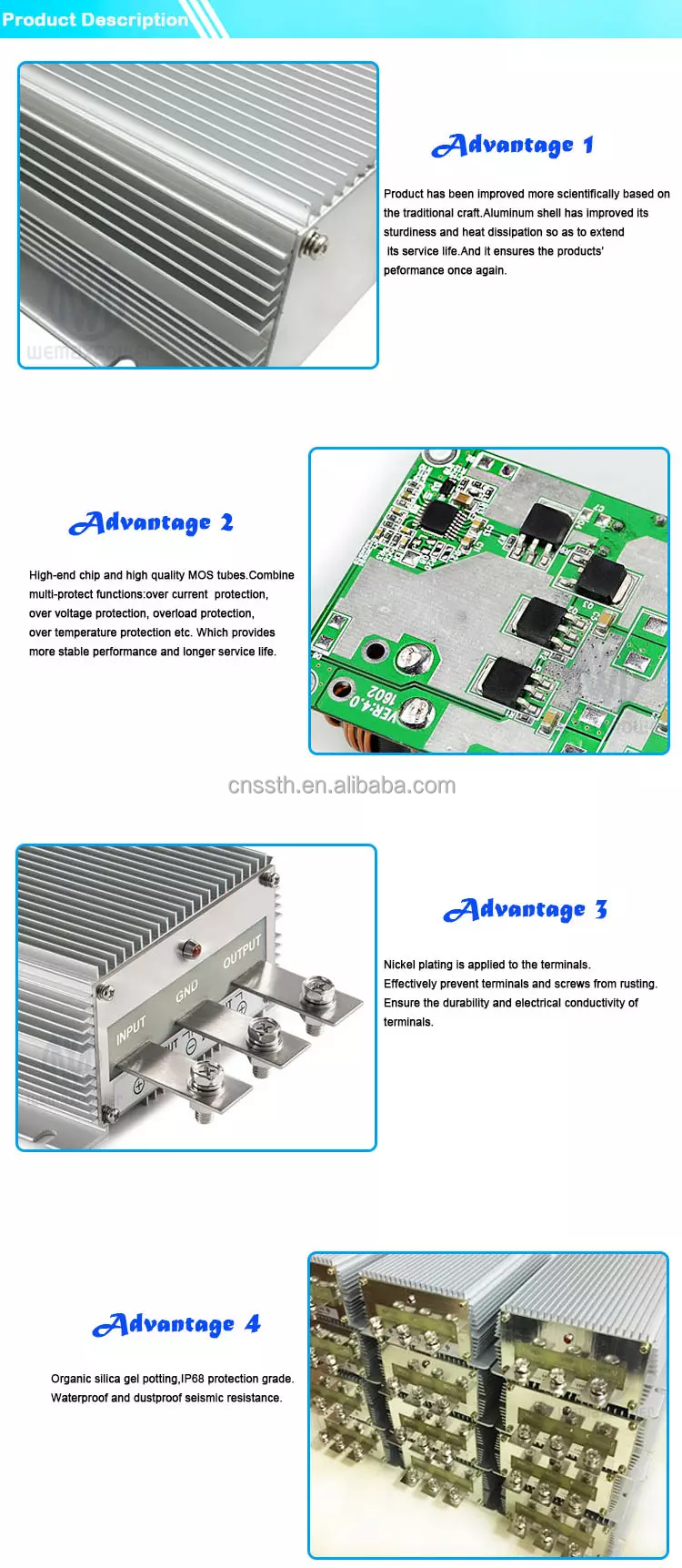 Portable DC 24V To DC 12V Converter 100A Voltage Regulator Module Lightweight