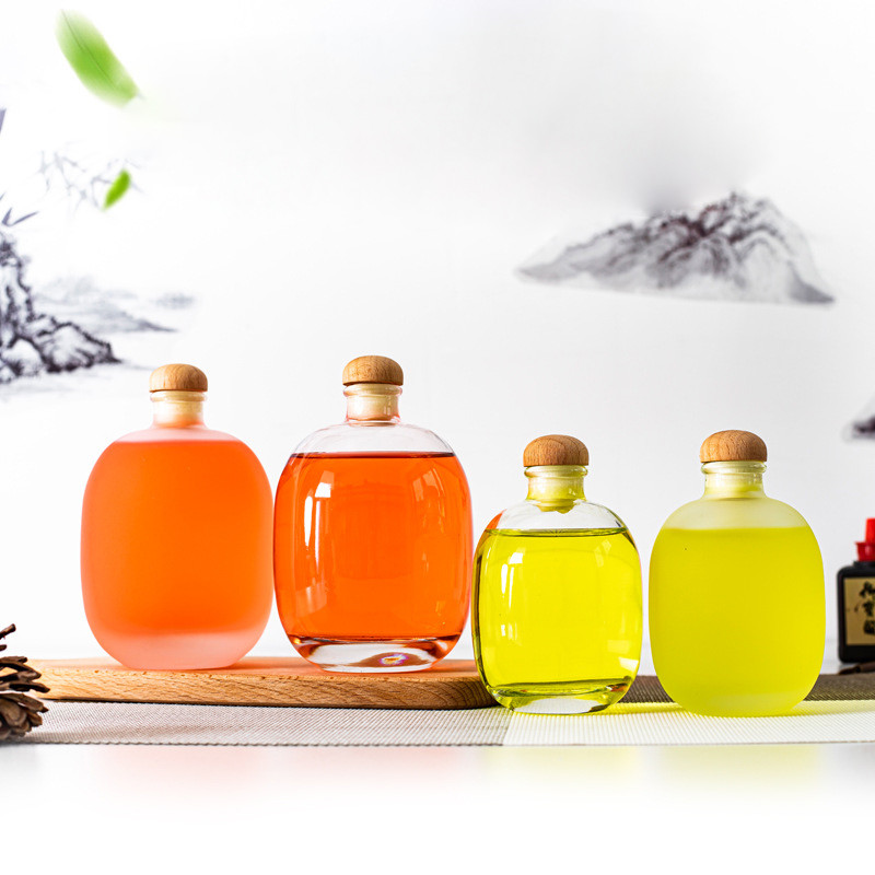 Beverage Flat 250ml 500ml Capacity Glass Juice Bottles