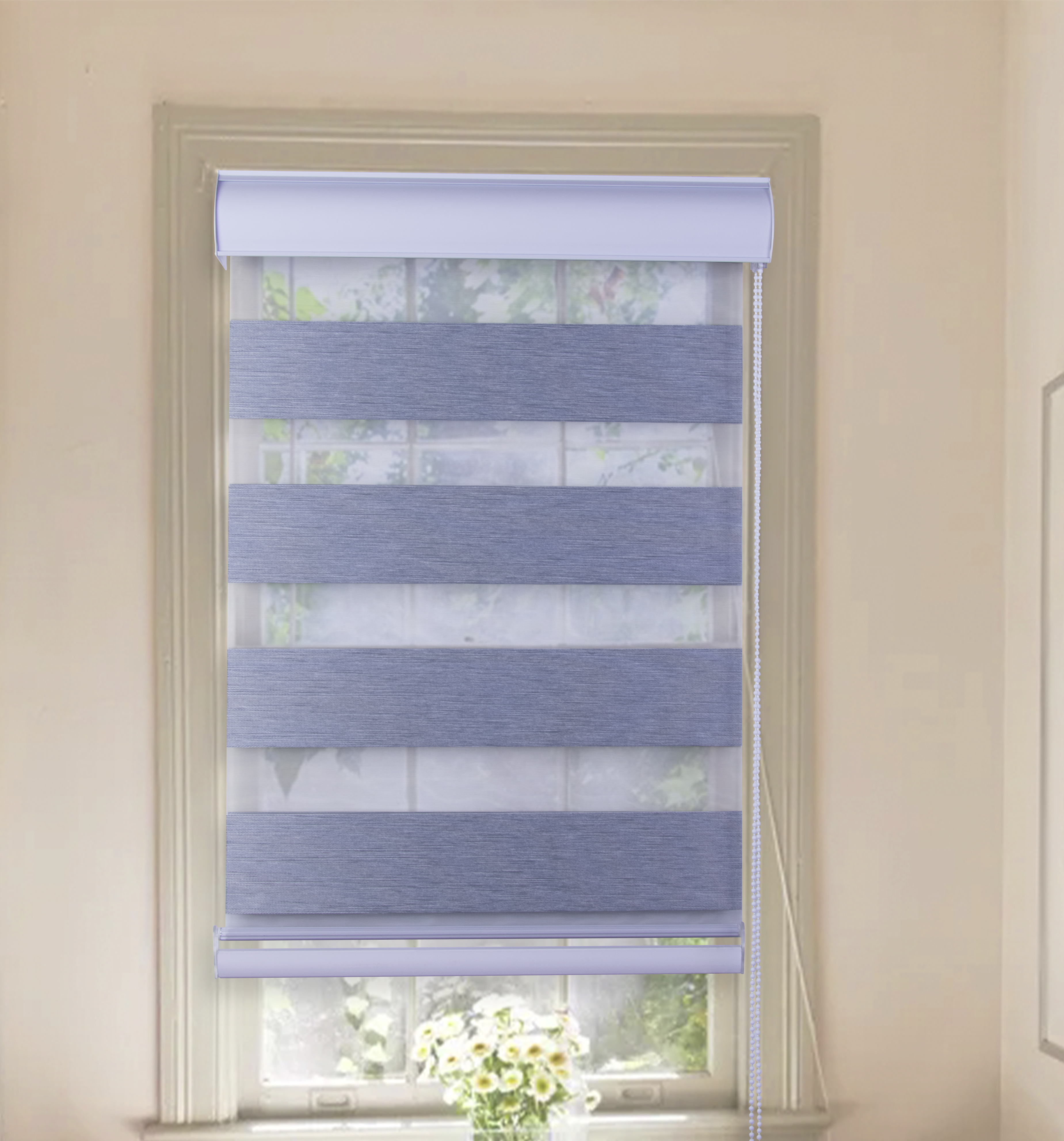 Day Night Intelligent Window Blinds Double Layer Zebra Style With Smart Control