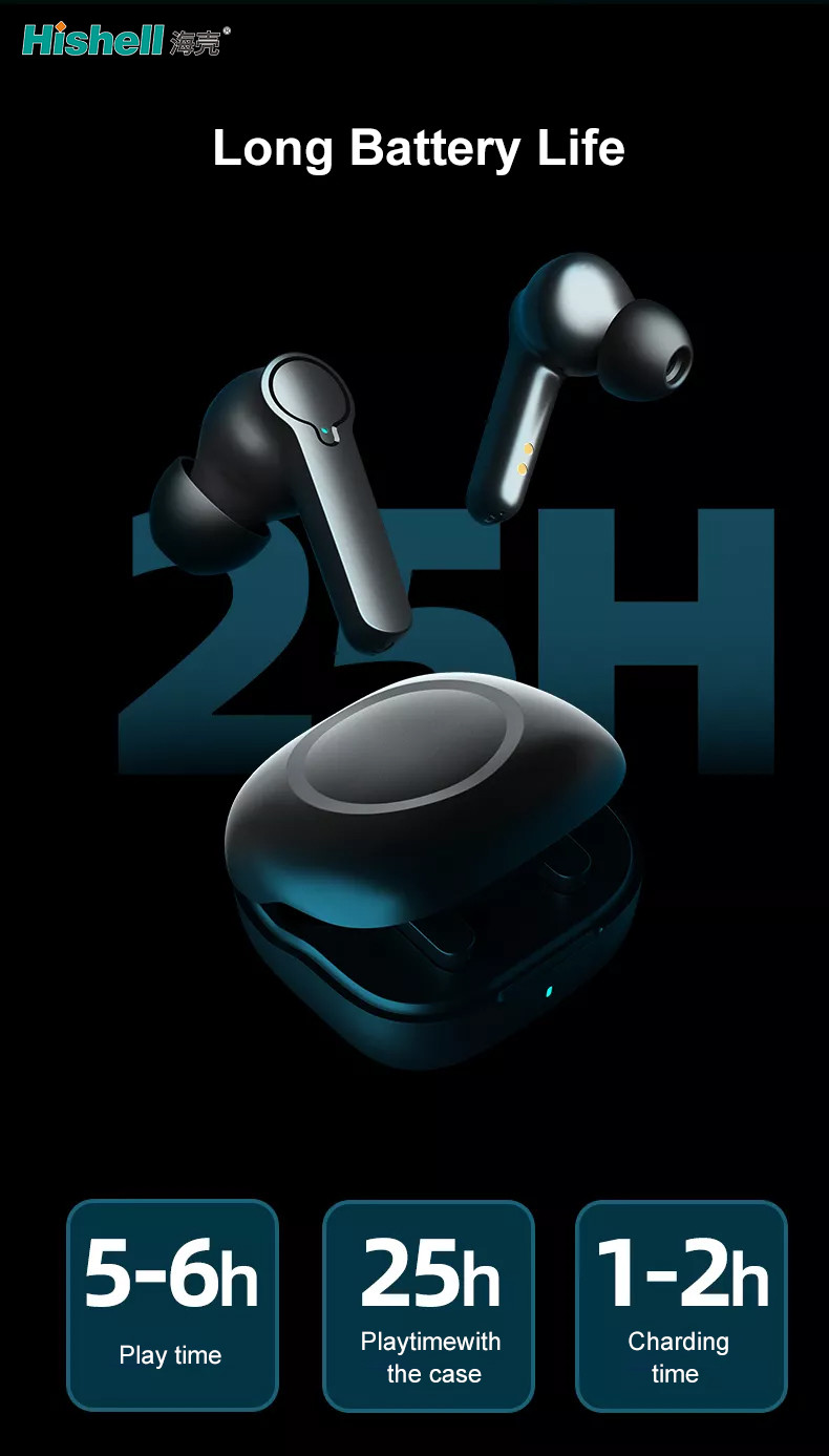 ENC Blutooth TWS Wireless Stereo Earbuds Hall Switch Touch Black H003