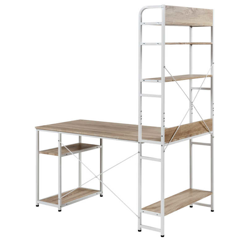 28.74" height Home Office Writing Table With Shelves Oak Color