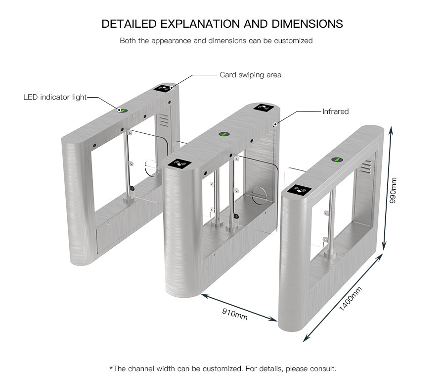HCW Electronic magnet Control Swing Barrier Turnstile Gate For Access Control