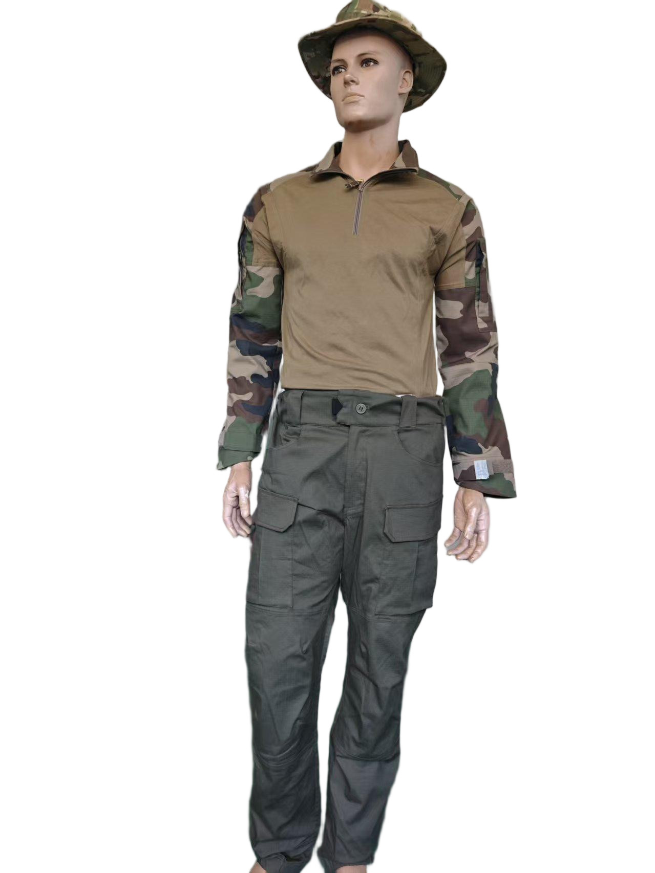 Semi Placket Camouflage Tactical Training Suit Frog Jacket Battle Trousers Quick Dry Camouflage Combat Shirt Tactical Clothing Ripstop Uniform