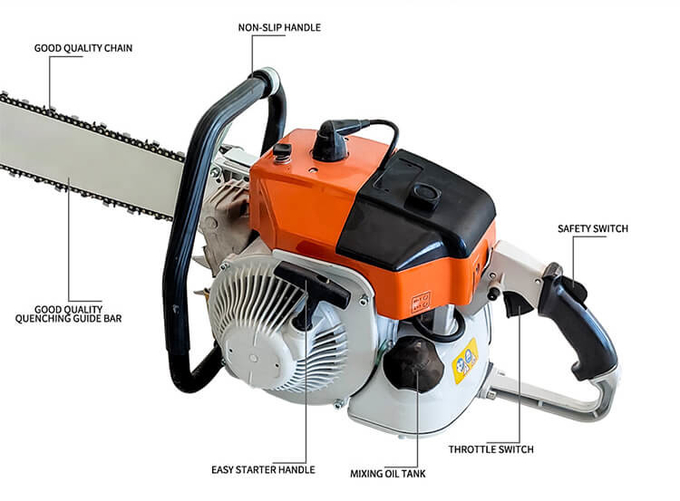 105cc Gasoline Chainsaw 2 Stroke 42 Bar German Made Petrol Heavy Duty Chainsaw 070