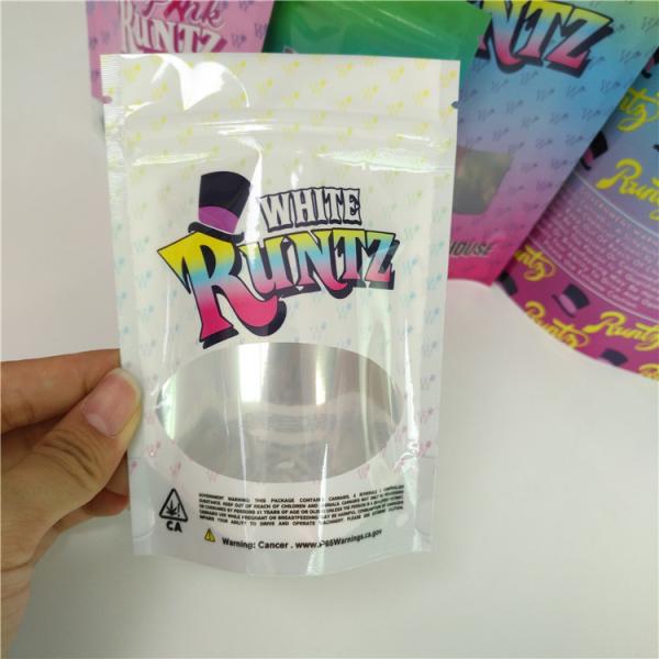 Food Weed Plastic Pouches Packaging Custom Printed Stand Up Pink Runts Bags Heat