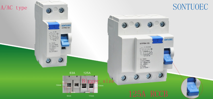 125A Magnetic Type 35mm Din Rail RCCB Circuit Breaker