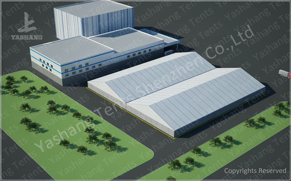 8000m² Big Logistics Outdoor Warehouse Tents Ridge Shape With Electric Roller Gate